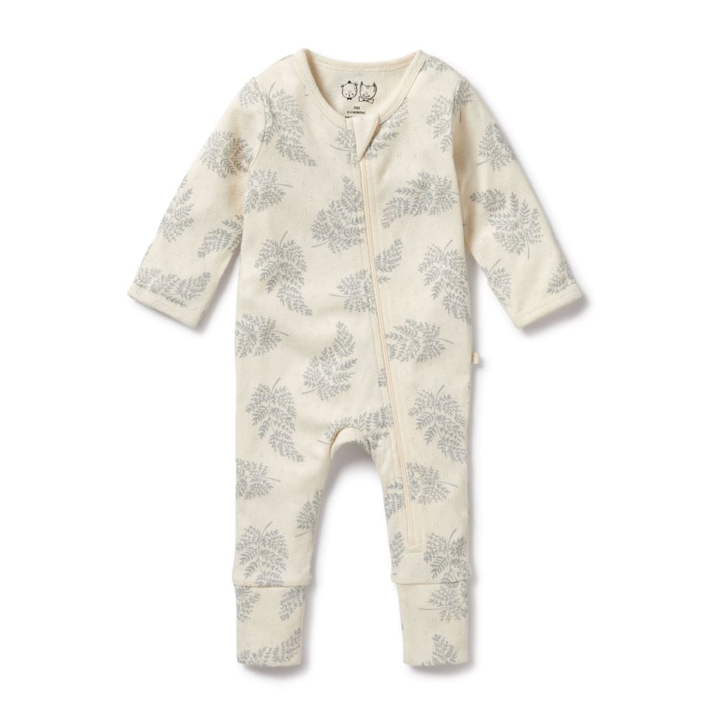 Forever Ferns Organic Pointelle Zipsuit with Feet - Baby Boy Clothing