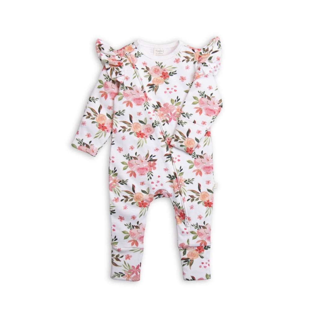 Frill Zipsuit L/S Winter Bouquet - Baby Girl Clothing