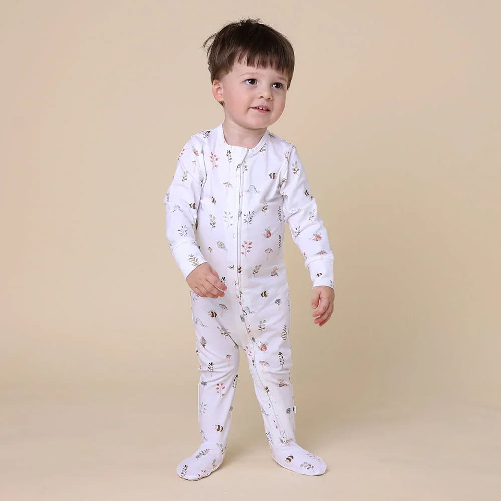 Garden Friends Organic Snuggle Sleepsuit Zip Footie - Baby Boy Clothing