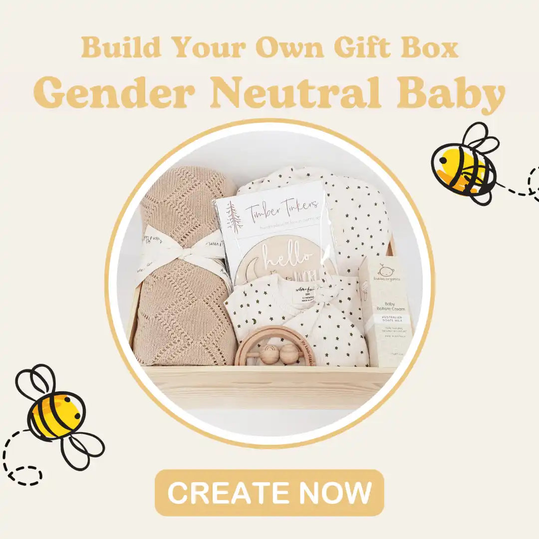 Gender-neutral baby gift box.