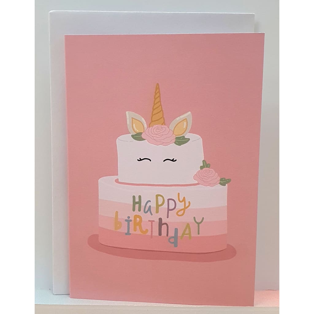 Happy Birthday Unicorn Cake - Greeting Cards