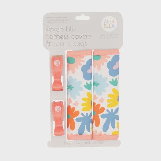 Harness Covers &amp; Pram Pegs - Bright Floral - Pram Liners