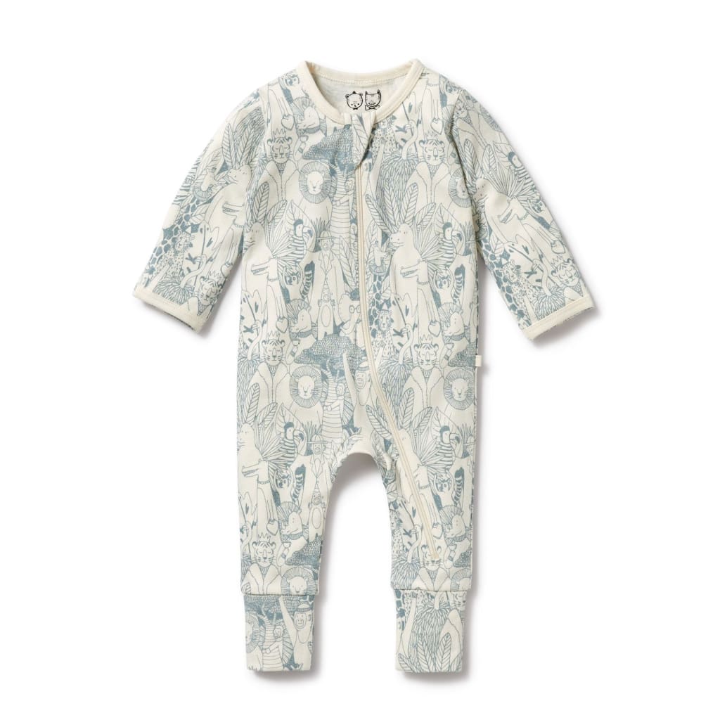 Hello Friends Organic Zipsuit with Feet - Baby Boy Clothing