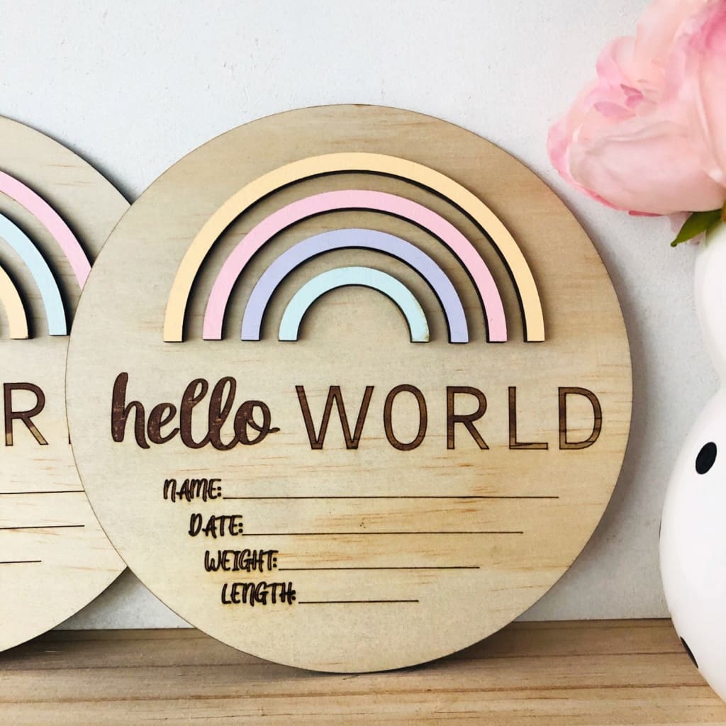 Hello World Plaque - Rainbow Pastels - Decor