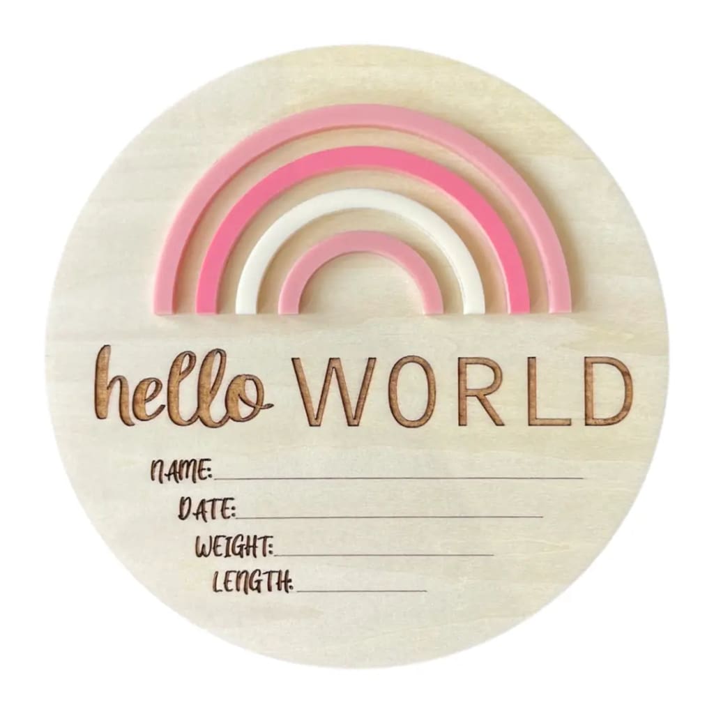 Hello World Rainbow - Pretty Pinks - Birth Announcements