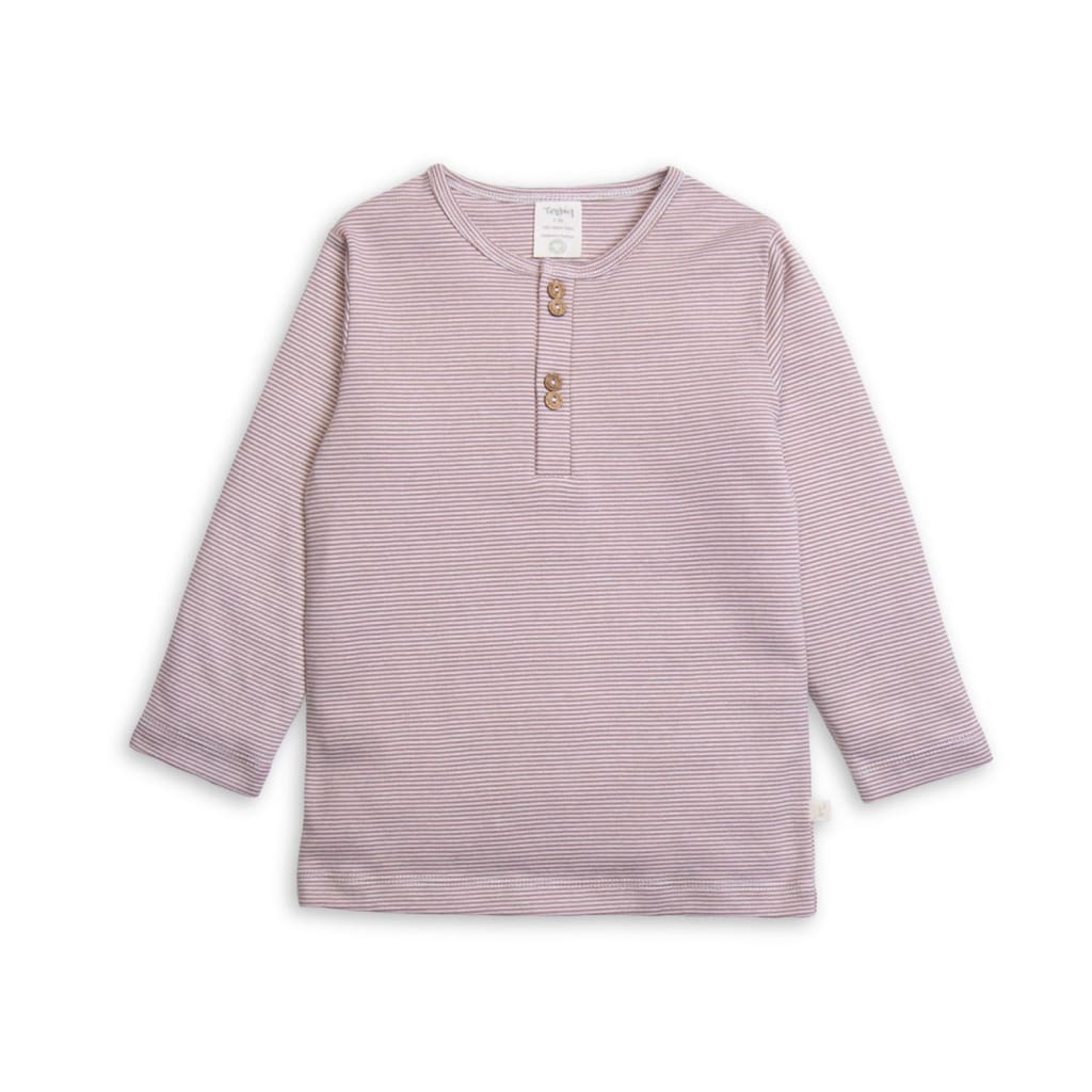 Henley Tee L/S Cafe Stripes - Baby Boy Clothing