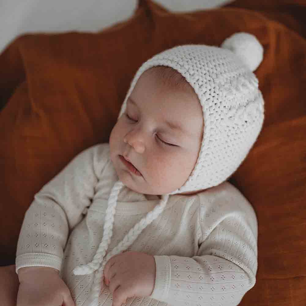 Ivory Merino Wool Bonnet &amp; Booties - Baby Clothes