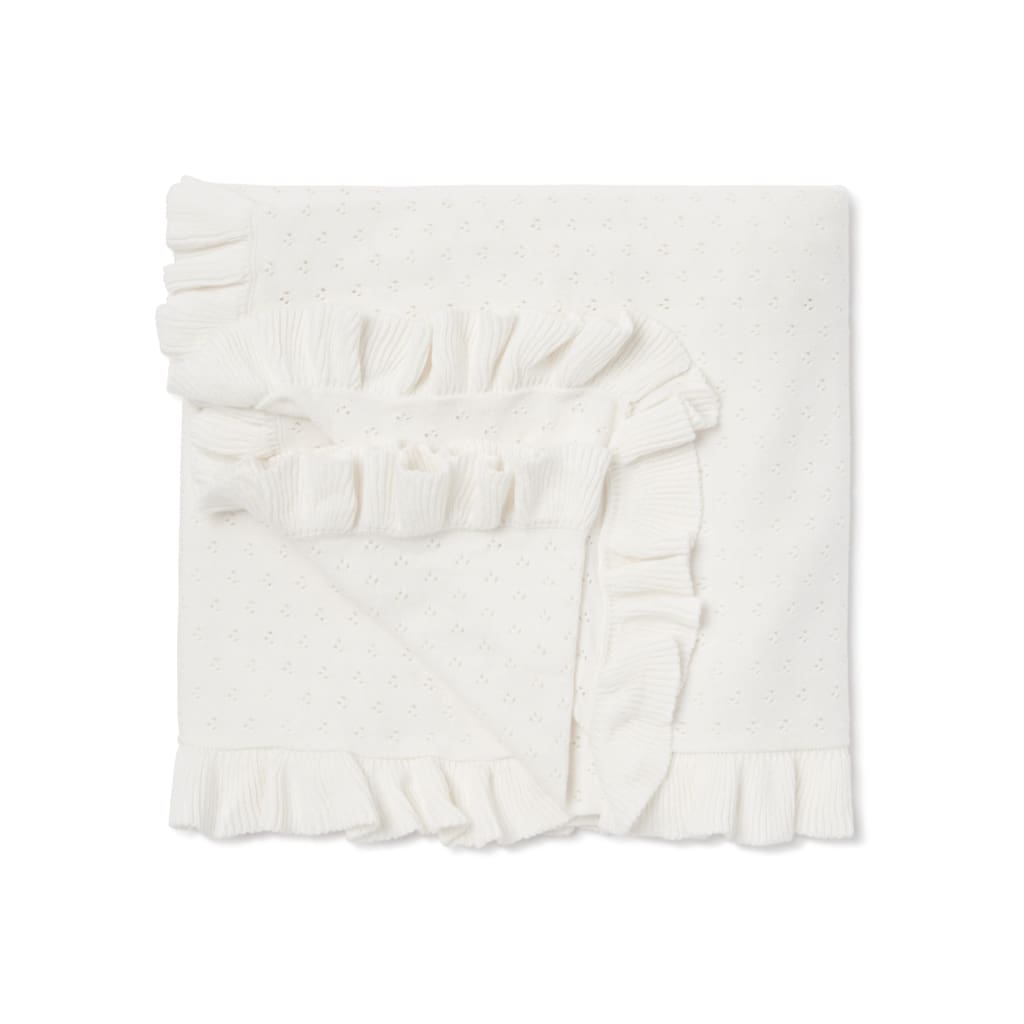 Ivory Ruffle Knit Blanket - Blankets