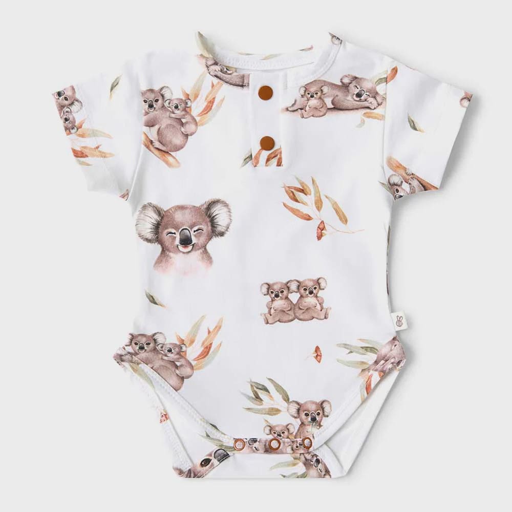 Koala Short Sleeve Organic Bodysuit - Baby Boy Clothing
