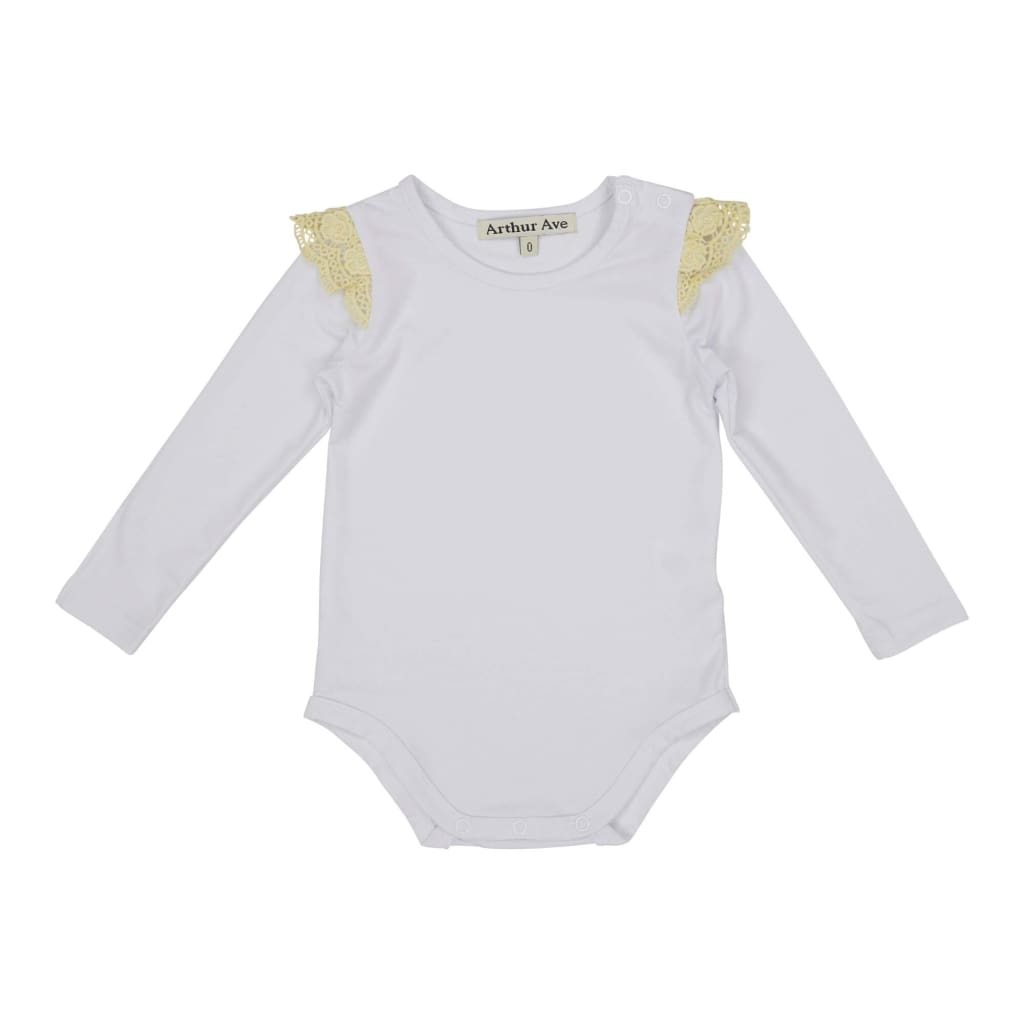 Lace White Long Sleeve Onesie - Girls Baby Clothing