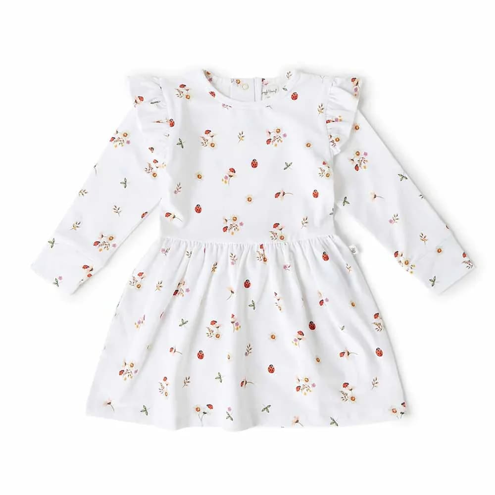 Ladybug Long Sleeve Organic Dress - Baby Girl Clothing