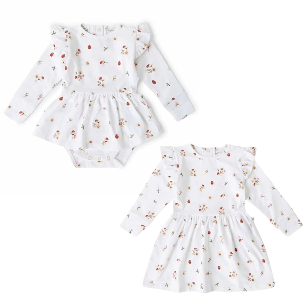 Ladybug Long Sleeve Organic Dress - Baby Girl Clothing