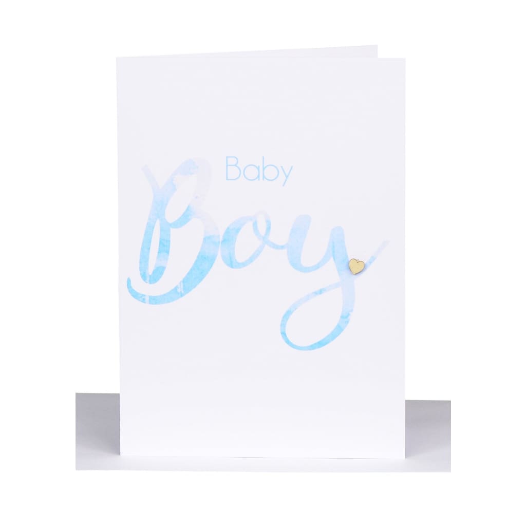 Lil’s Cards - Assorted - Watercolour Baby Boy Wooden Heart - Gifts