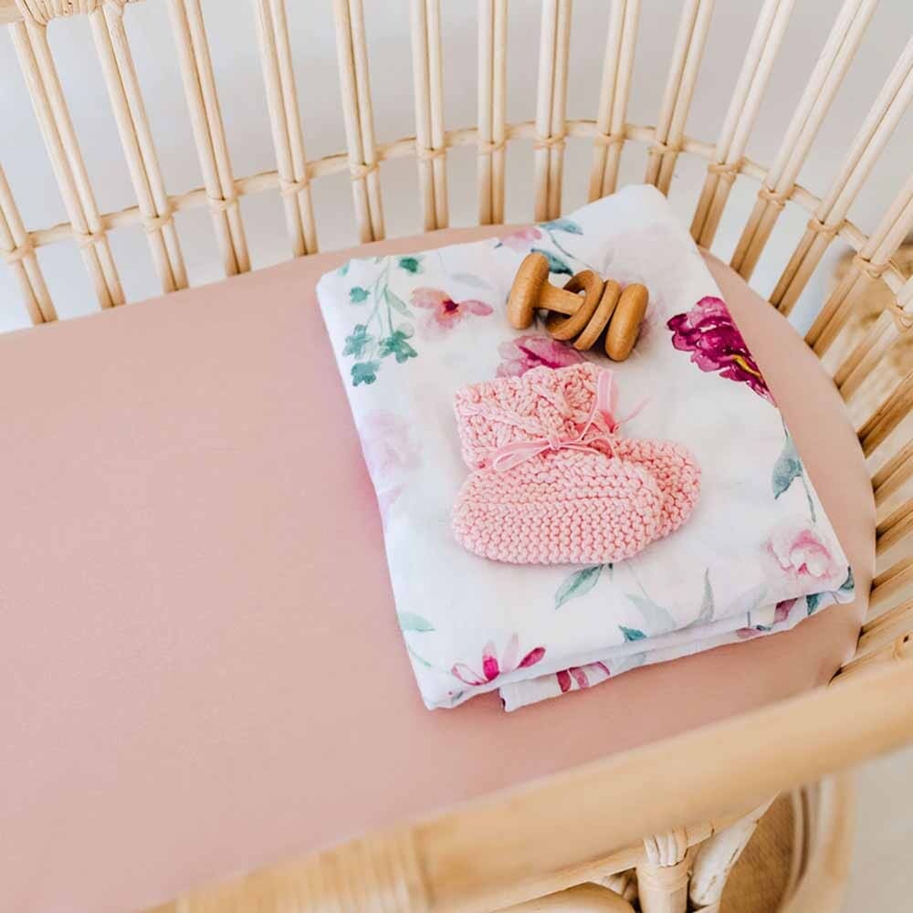 Lullaby Pink - Fitted Jersey Bassinet Sheet/Change Pad Cover - General