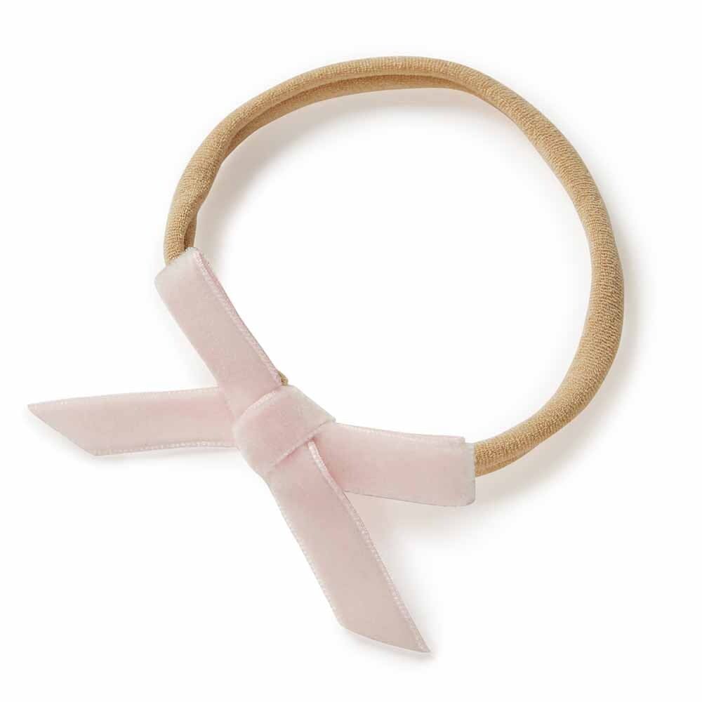 Lullaby Pink - Petite Velvet Bow Headband - Hair Accessories