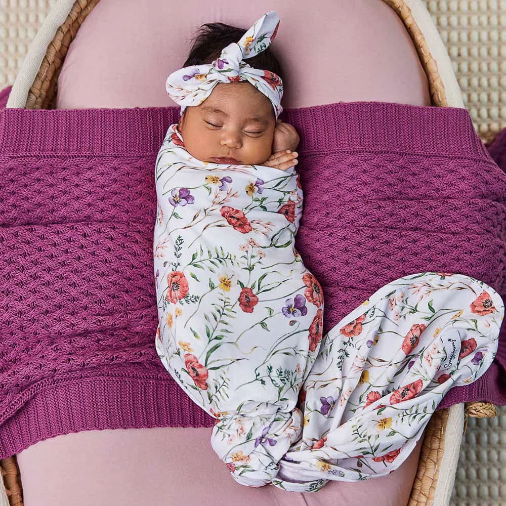 Meadow Organic Jersey Wrap &amp; Topknot Set - Muslins Swaddle Wraps