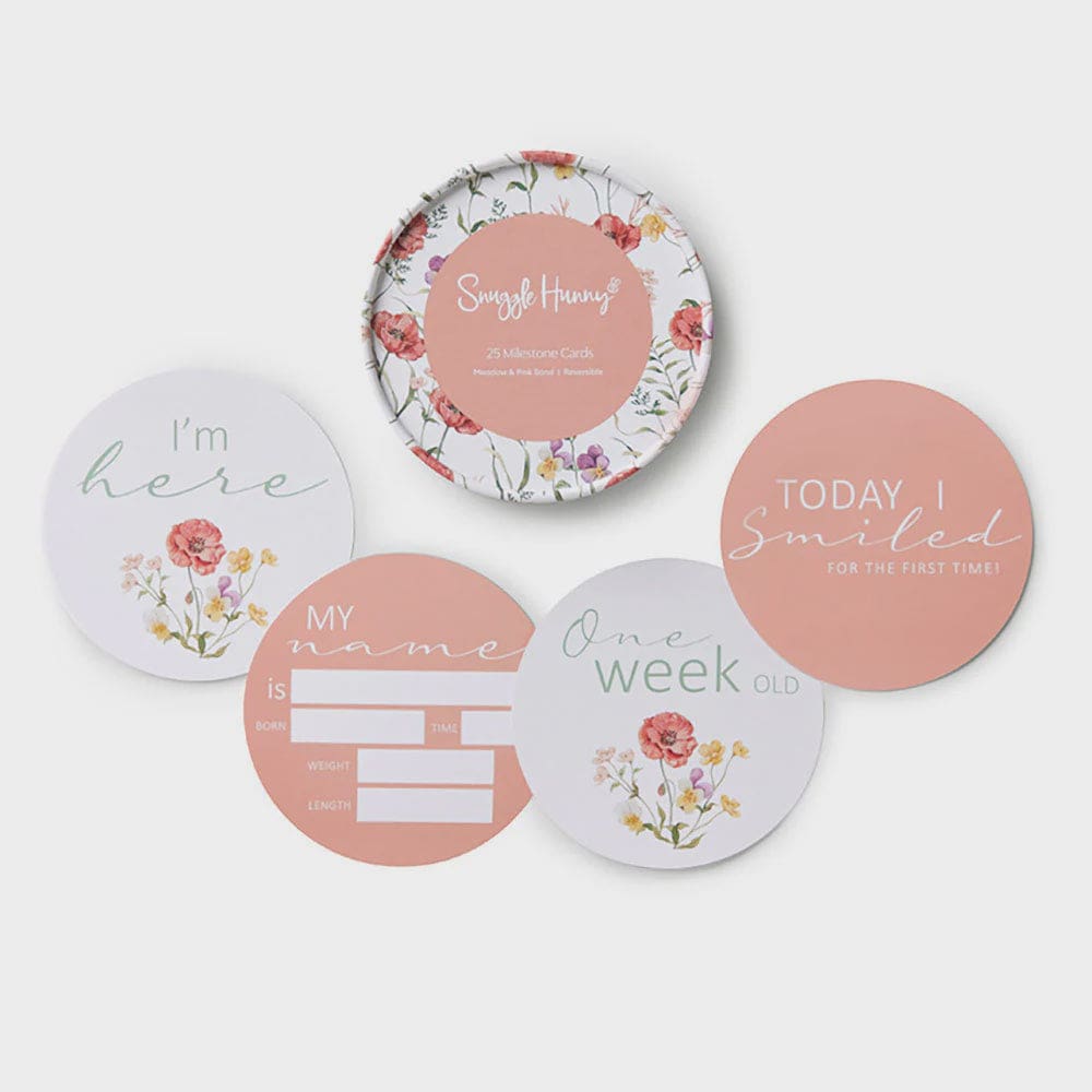 Meadow &amp; Pink Sand Reversible Milestone Cards - Birth Announcements