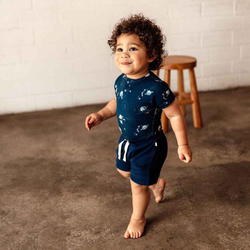 Milky Way Organic Short Sleeve Bodysuit - Boys Baby Clothing