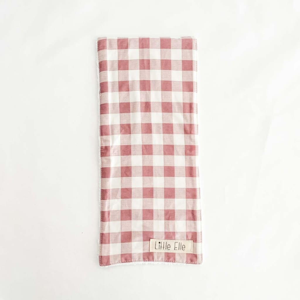 Mini Burp Cloth for Dolls - Dusty Pink Gingham - Play&gt;Dolls &amp; Clothing