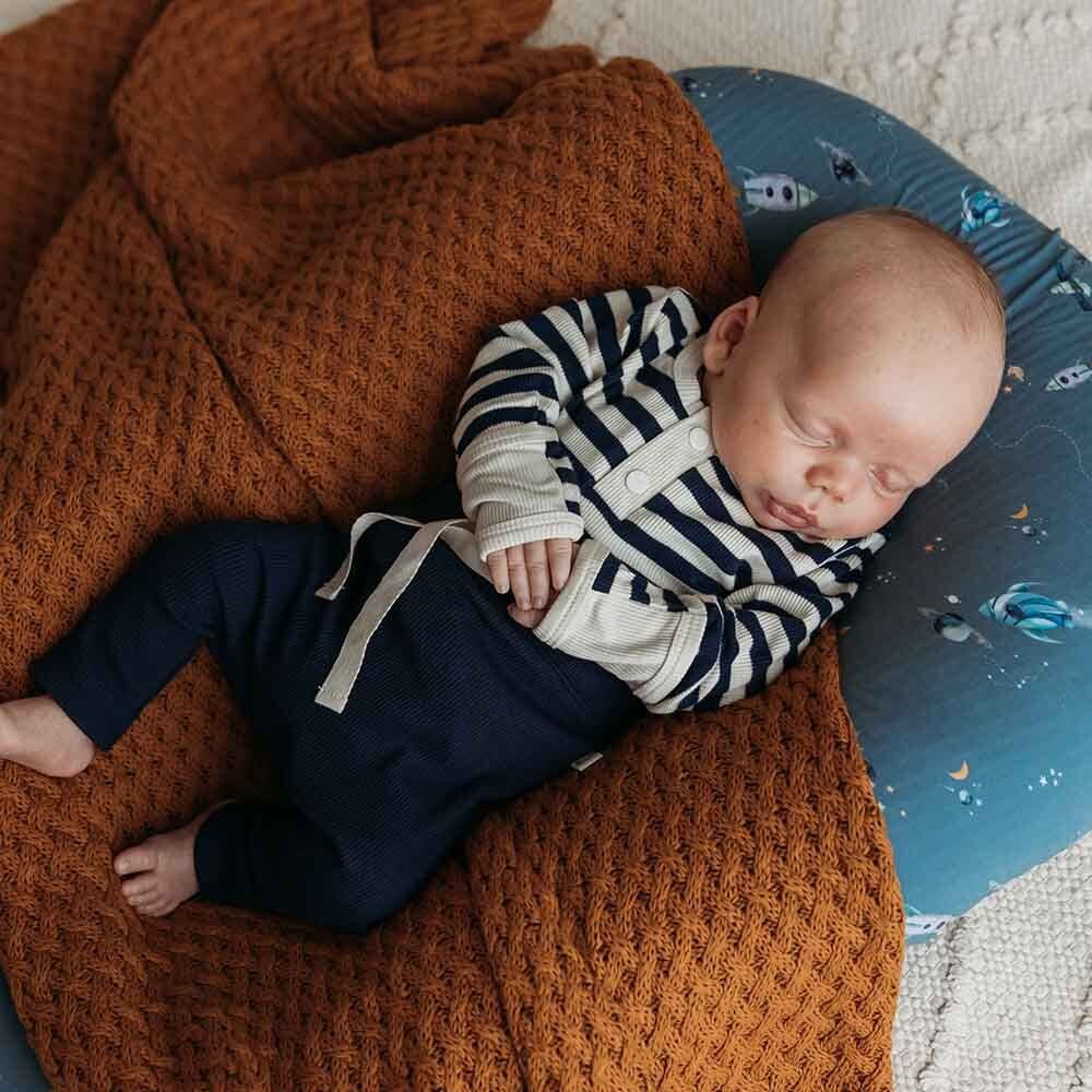 Moonlight Stripe Long Sleeve Organic Bodysuit - Boys Baby Clothing