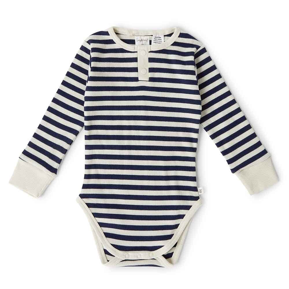 Moonlight Stripe Long Sleeve Organic Bodysuit - Boys Baby Clothing