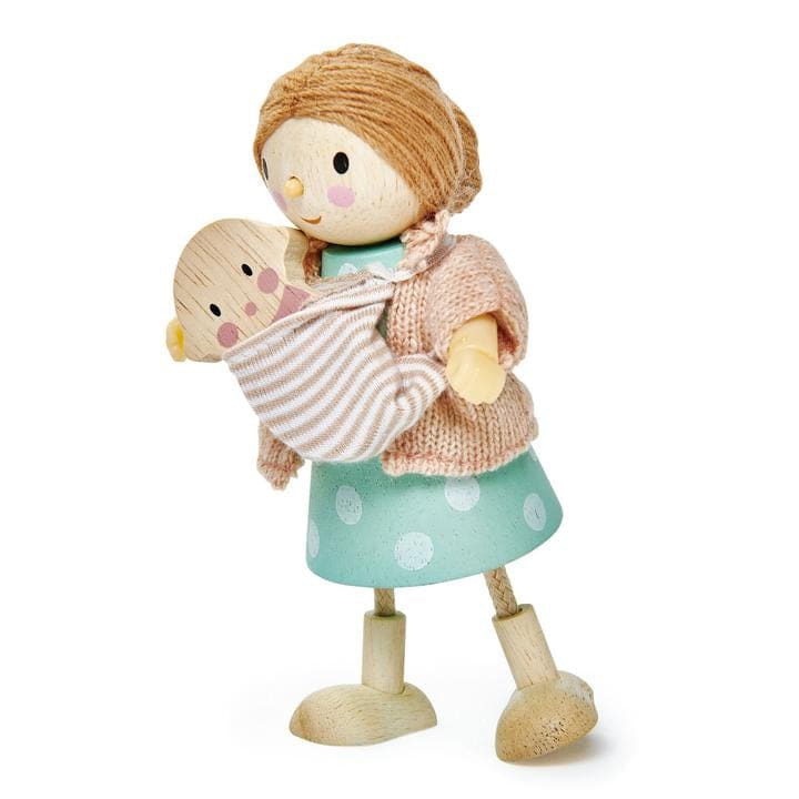 Mrs Goodwood with Flexible Limbs &amp; a Baby - Wooden Toys