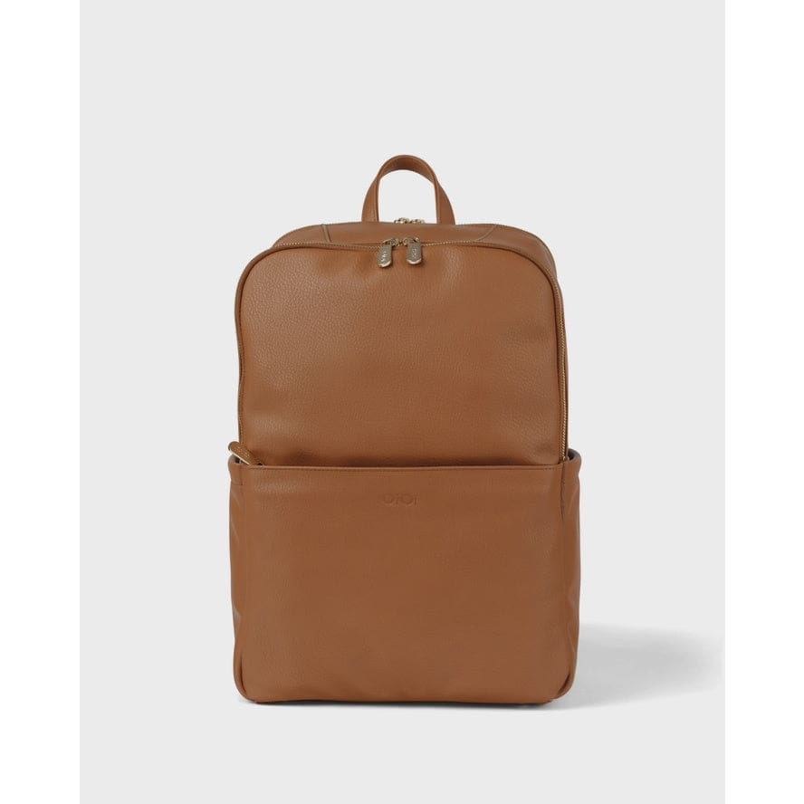 Multitasker Nappy Backpack - Chestnut Brown Vegan Leather For Mum