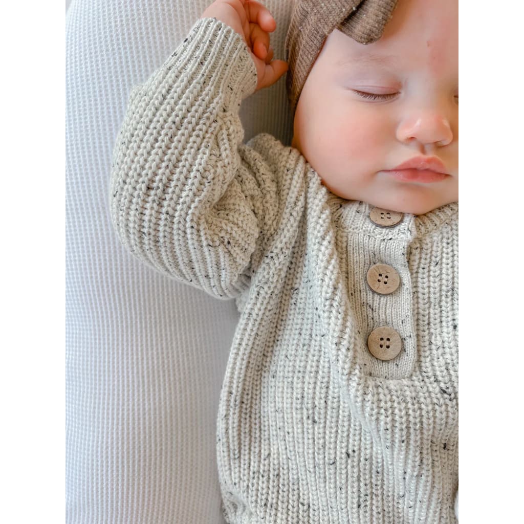 Natural Fleck Knit Romper - Baby Girl Clothing