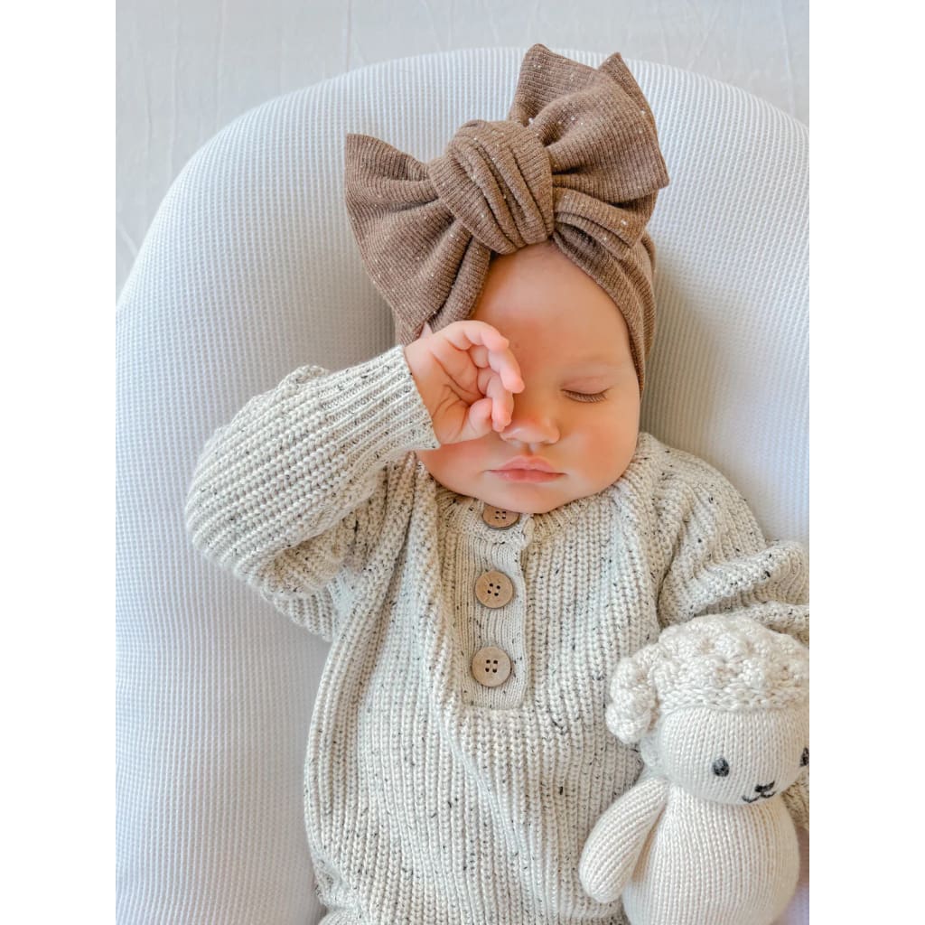 Natural Fleck Knit Romper - Baby Girl Clothing