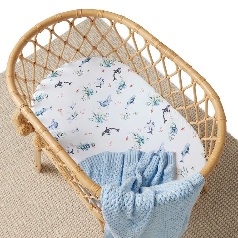 Ocean Organic Bassinet Sheet/Change Pad Cover - Bassinet &amp; Cot Sheets