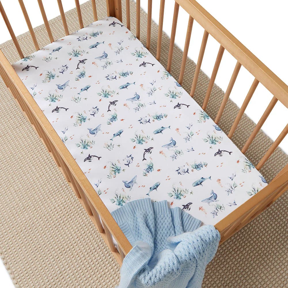 Ocean Organic Fitted Cot Sheet - Bassinet &amp; Cot Sheets