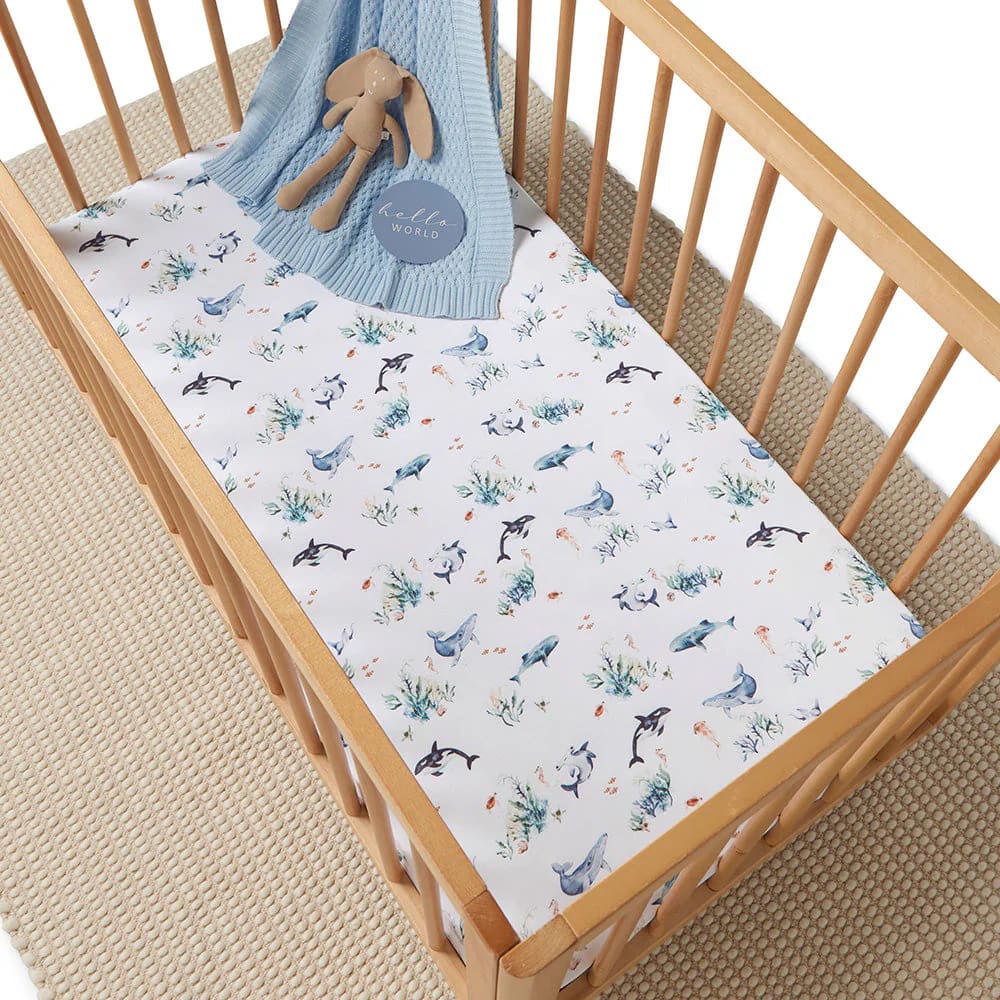 Ocean Organic Fitted Cot Sheet - Bassinet &amp; Cot Sheets