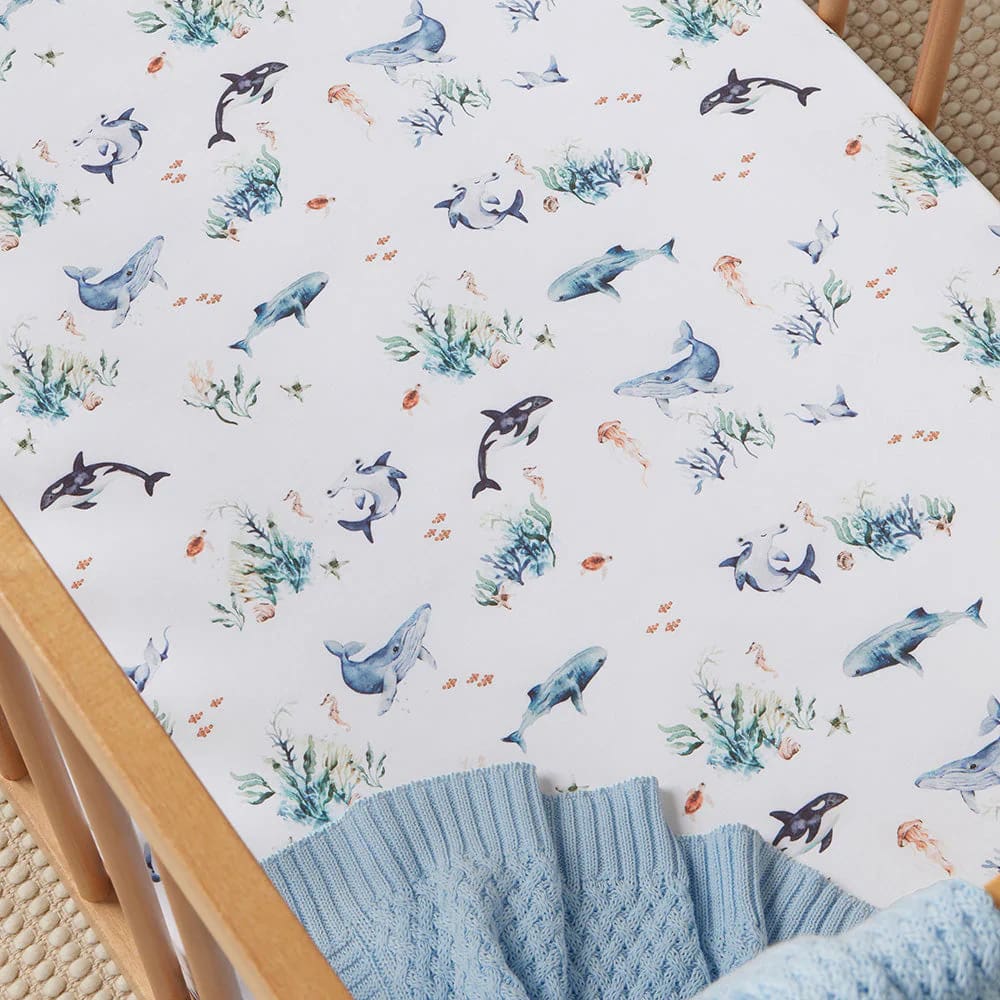 Ocean Organic Fitted Cot Sheet - Bassinet &amp; Cot Sheets