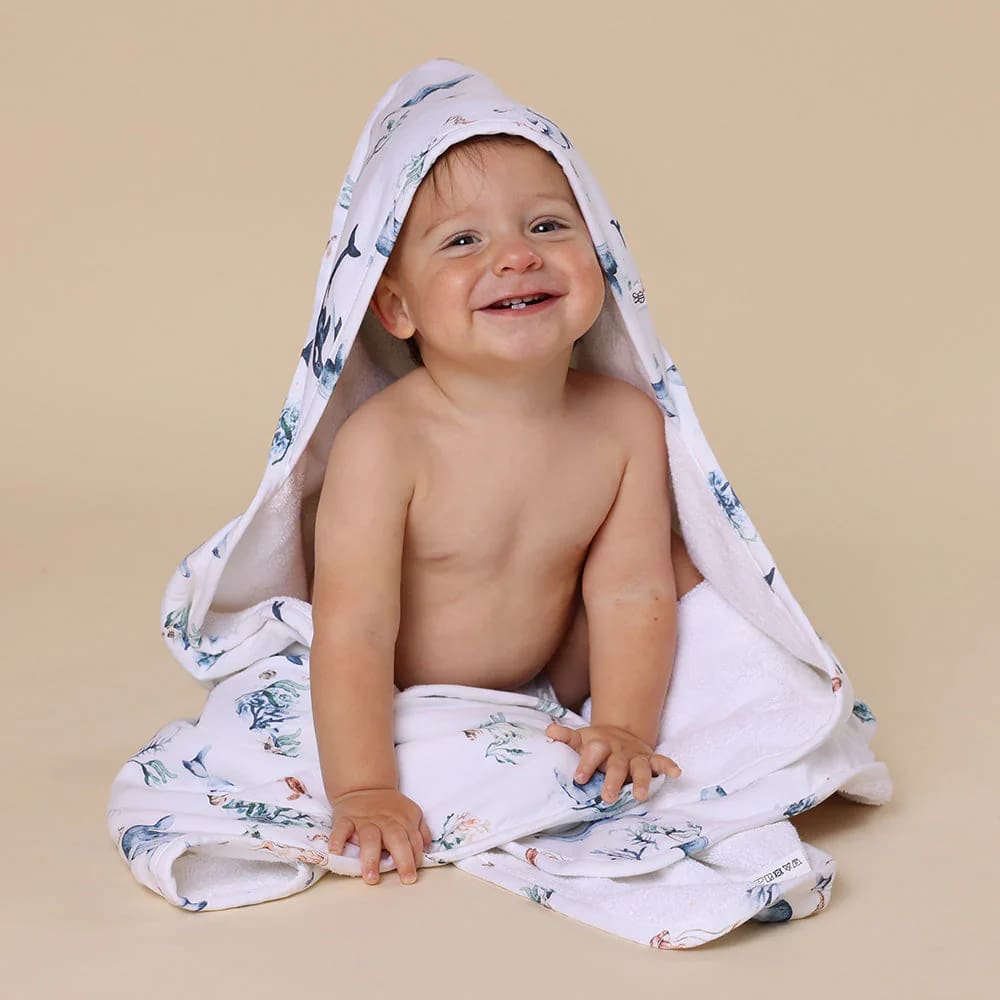 Ocean Organic Hooded Baby Towel - Hooded Towels