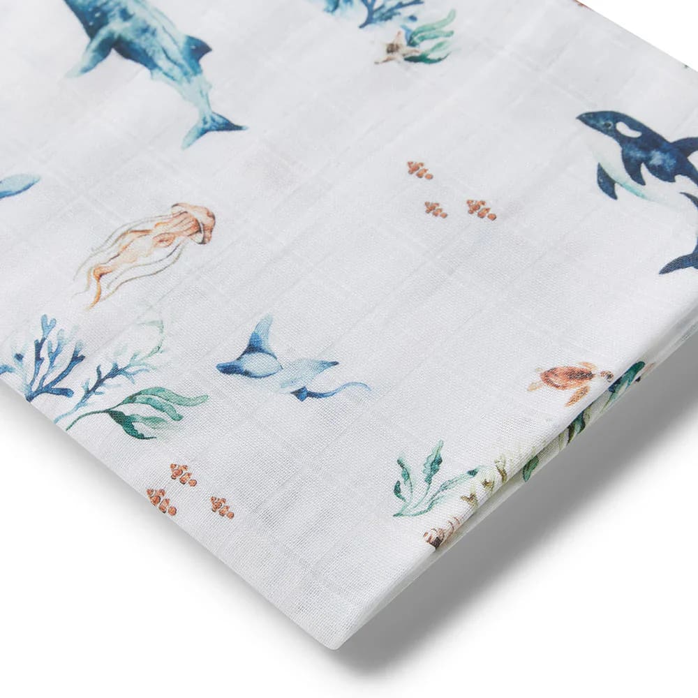 Ocean Organic Muslin Wrap - Muslins &amp; Swaddle Wraps