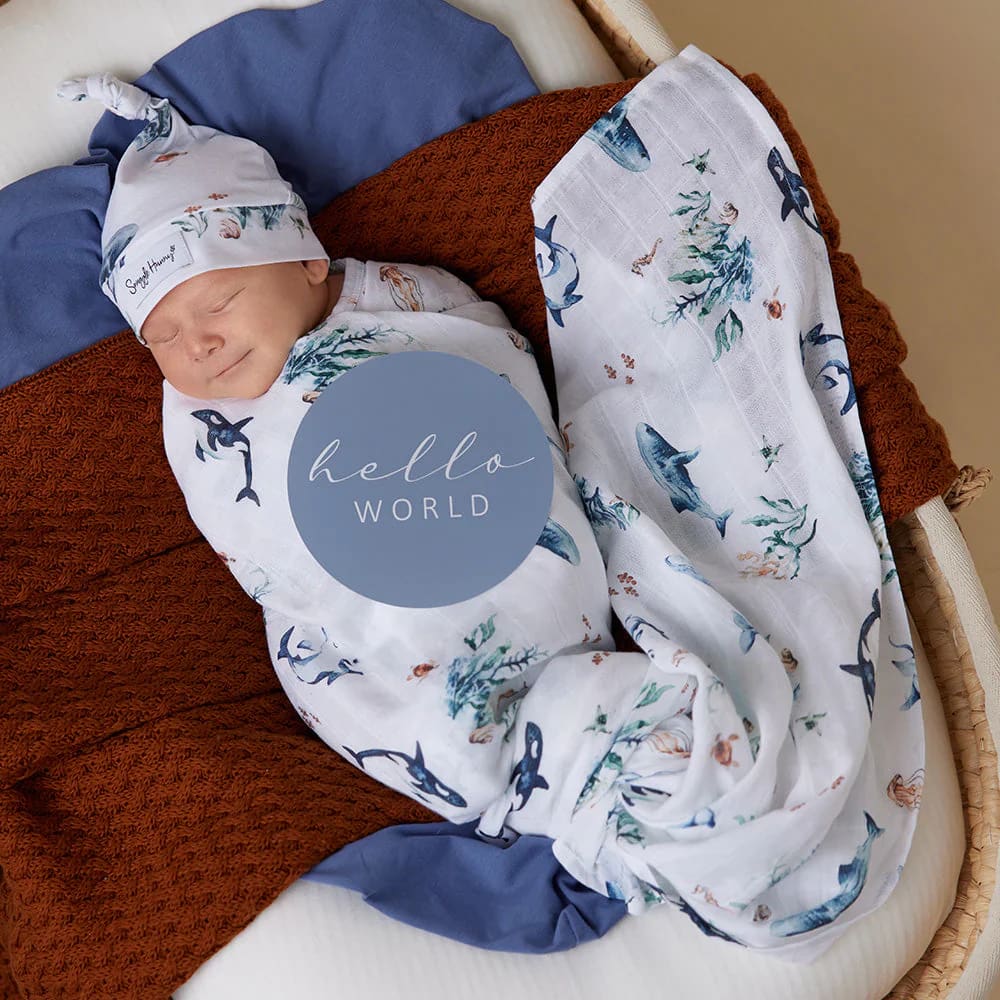 Ocean Organic Muslin Wrap - Muslins &amp; Swaddle Wraps