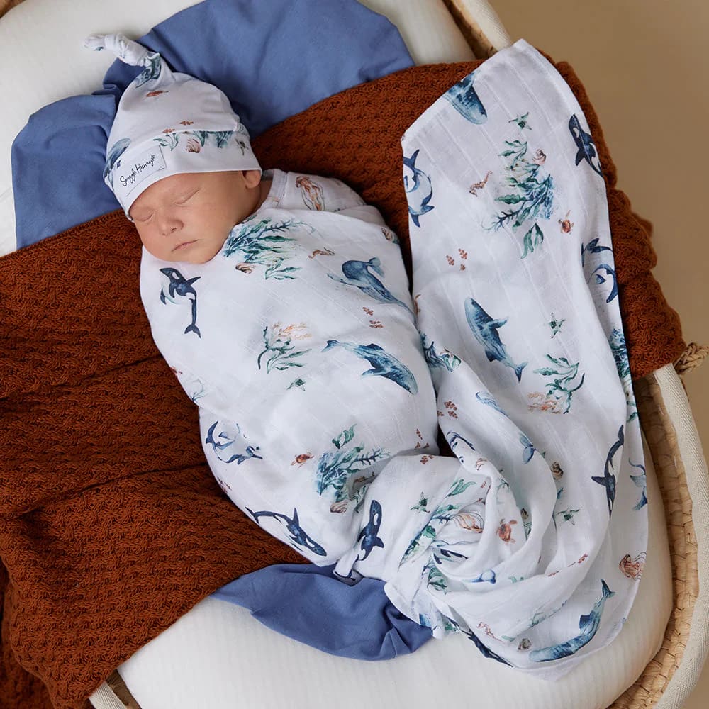 Ocean Organic Muslin Wrap - Muslins &amp; Swaddle Wraps