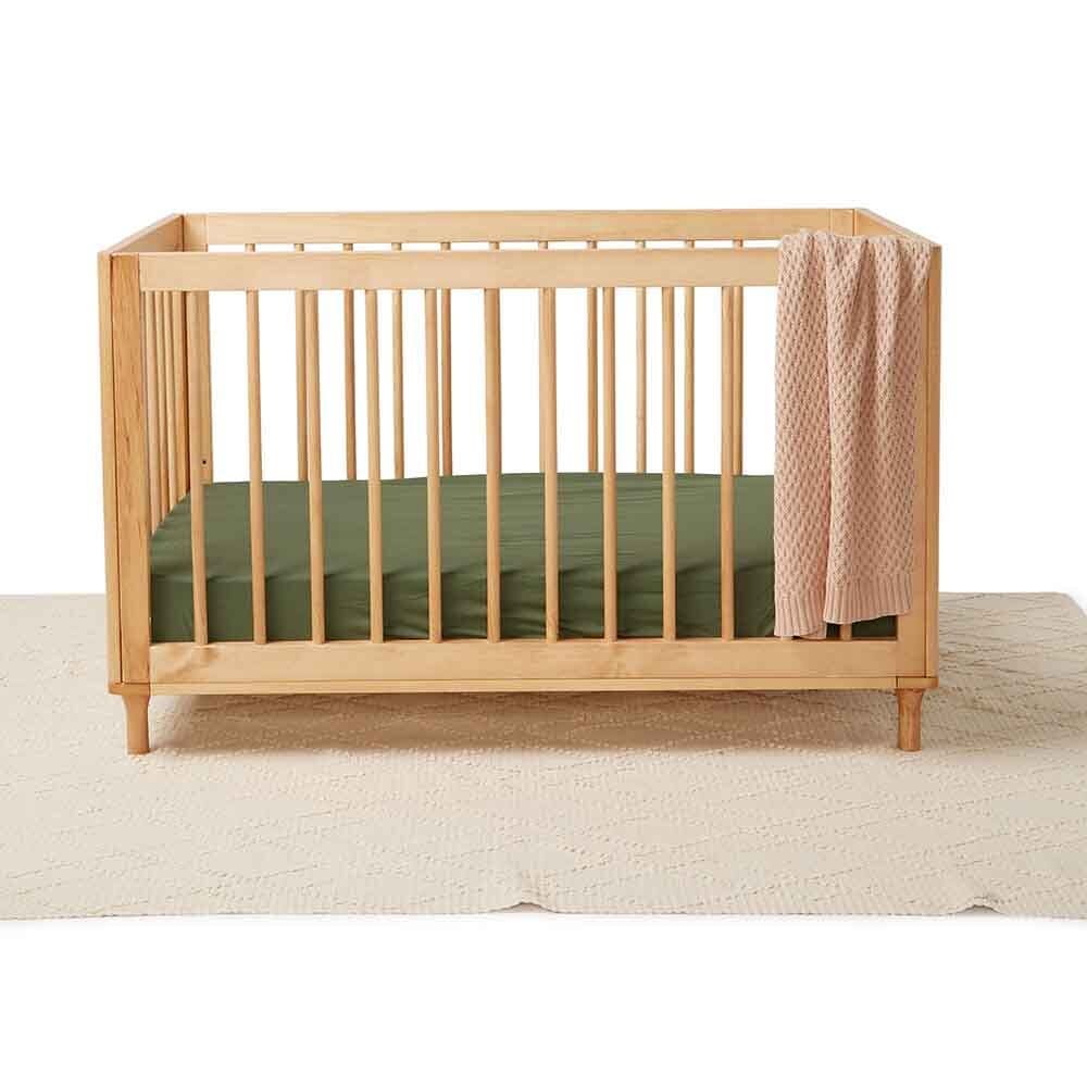 Olive - Fitted Jersey Cot Sheet - Bassinet &amp; Cot Sheets