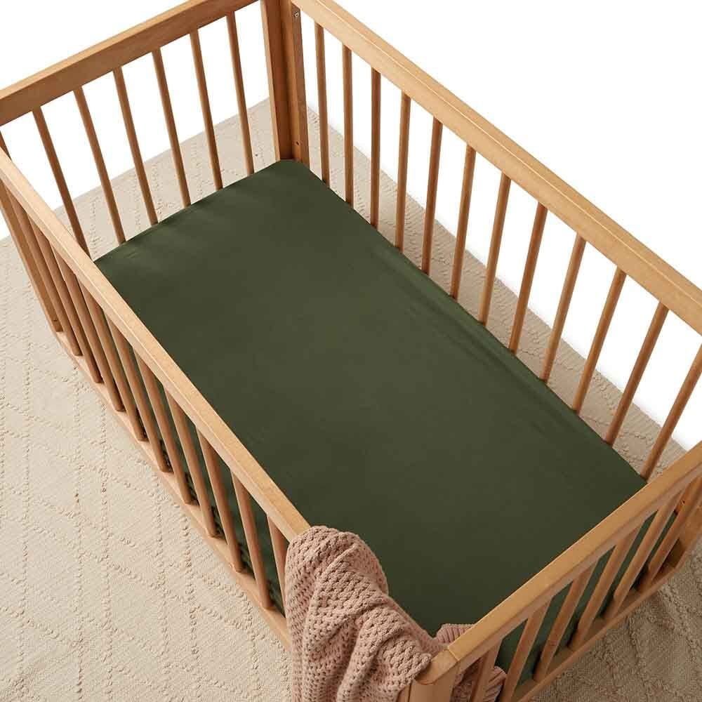 Olive - Fitted Jersey Cot Sheet - Bassinet &amp; Cot Sheets