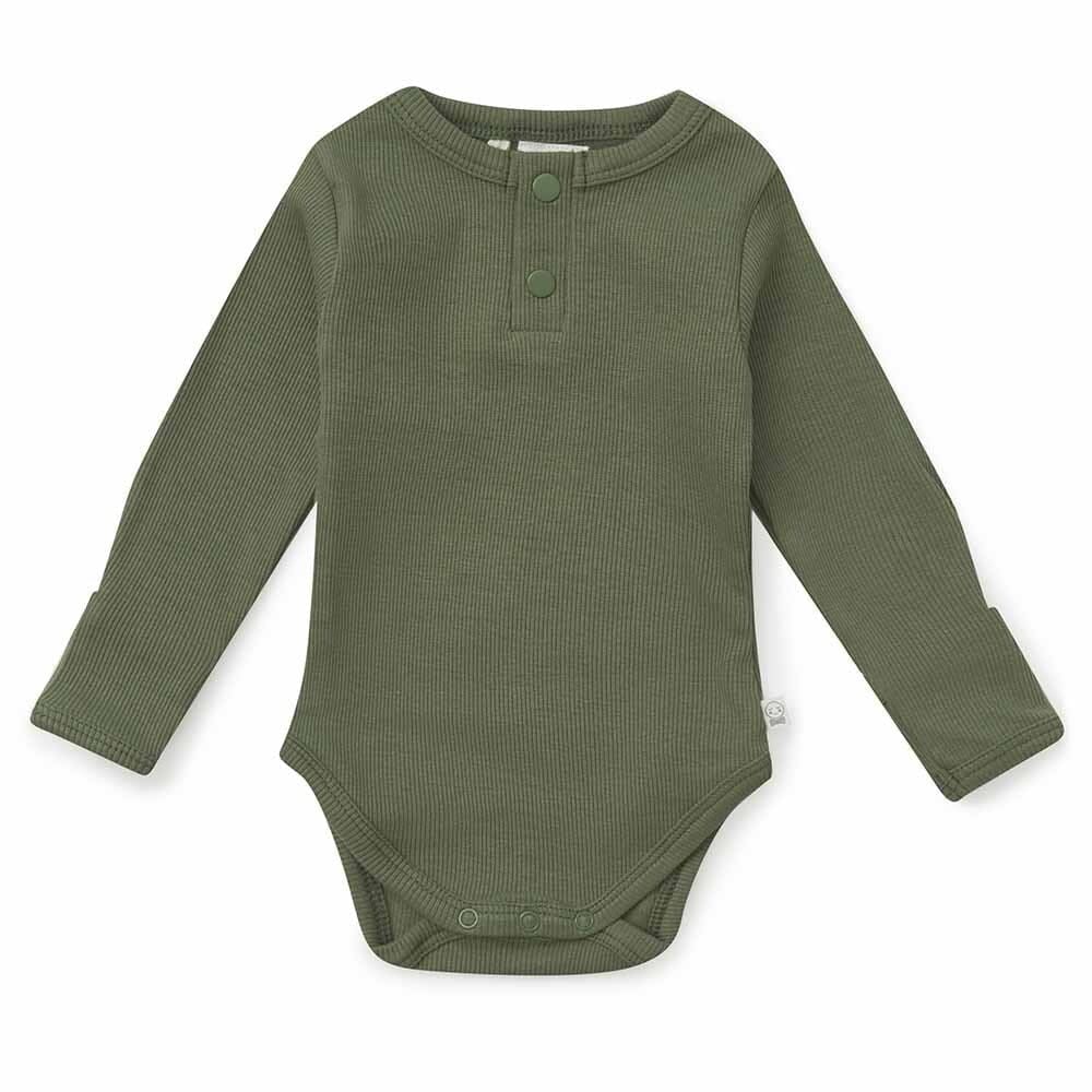Olive Long Sleeve Bodysuit - Baby Boy Clothing