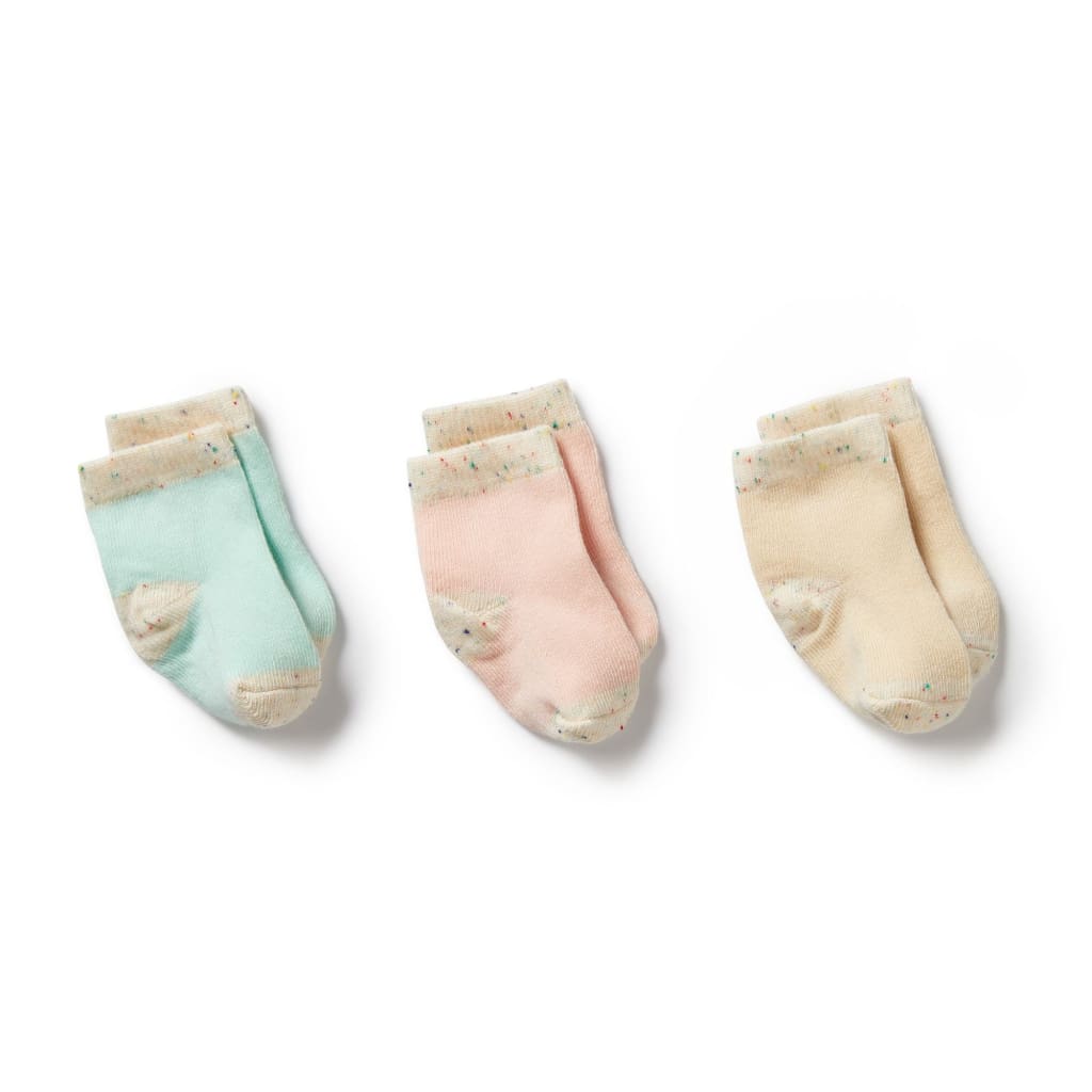 Organic 3 Pack Baby Socks - Mint Green Cream Pink