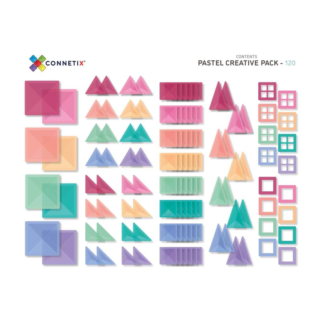 120 Piece Pastel Creative Pack  of Connetix magnetic tiles