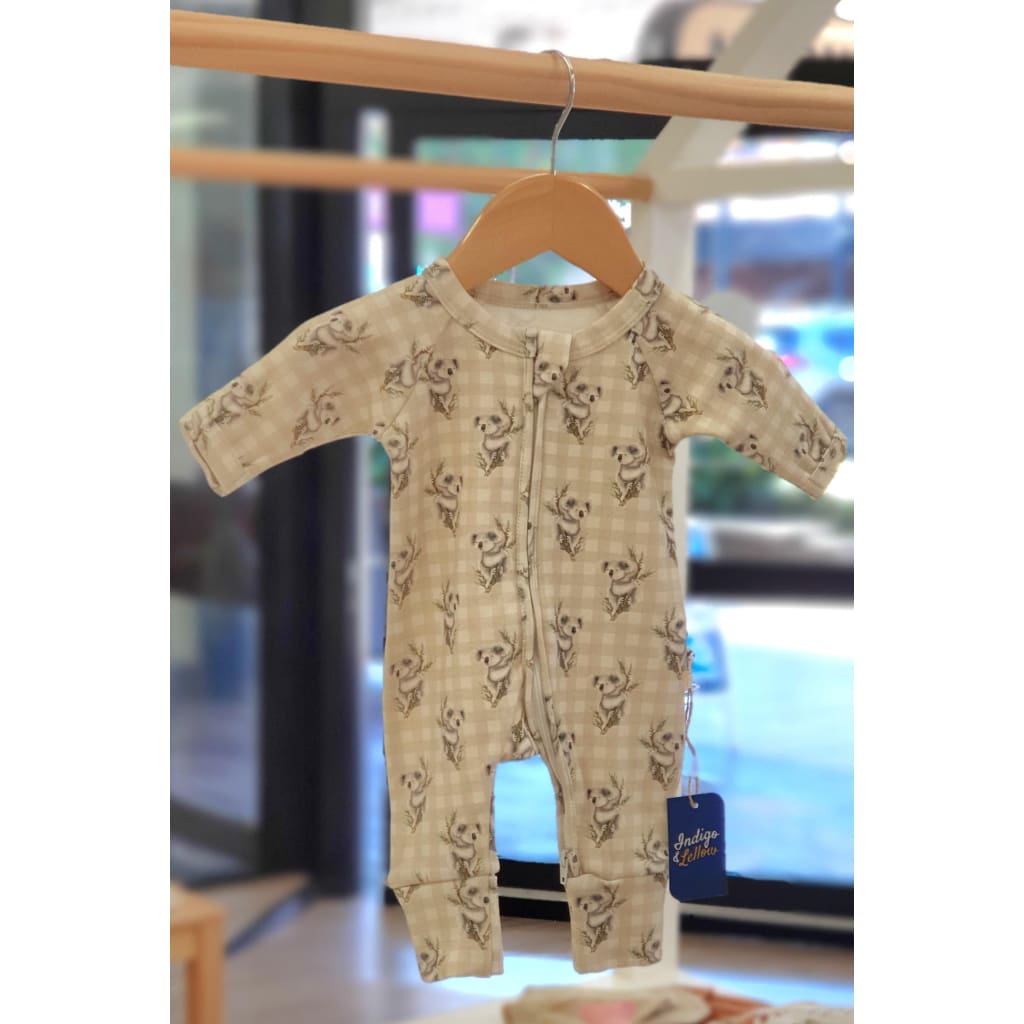 Payton Long Sleeve Zipsuit - Koala - Baby Boy Clothing