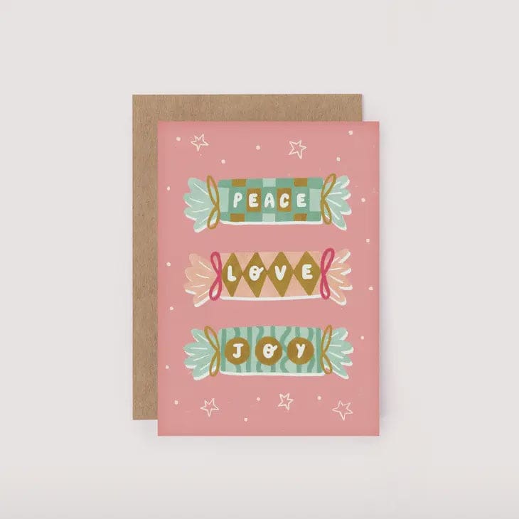 Peace Love Joy Christmas Crackers Mini Card - Greeting Cards