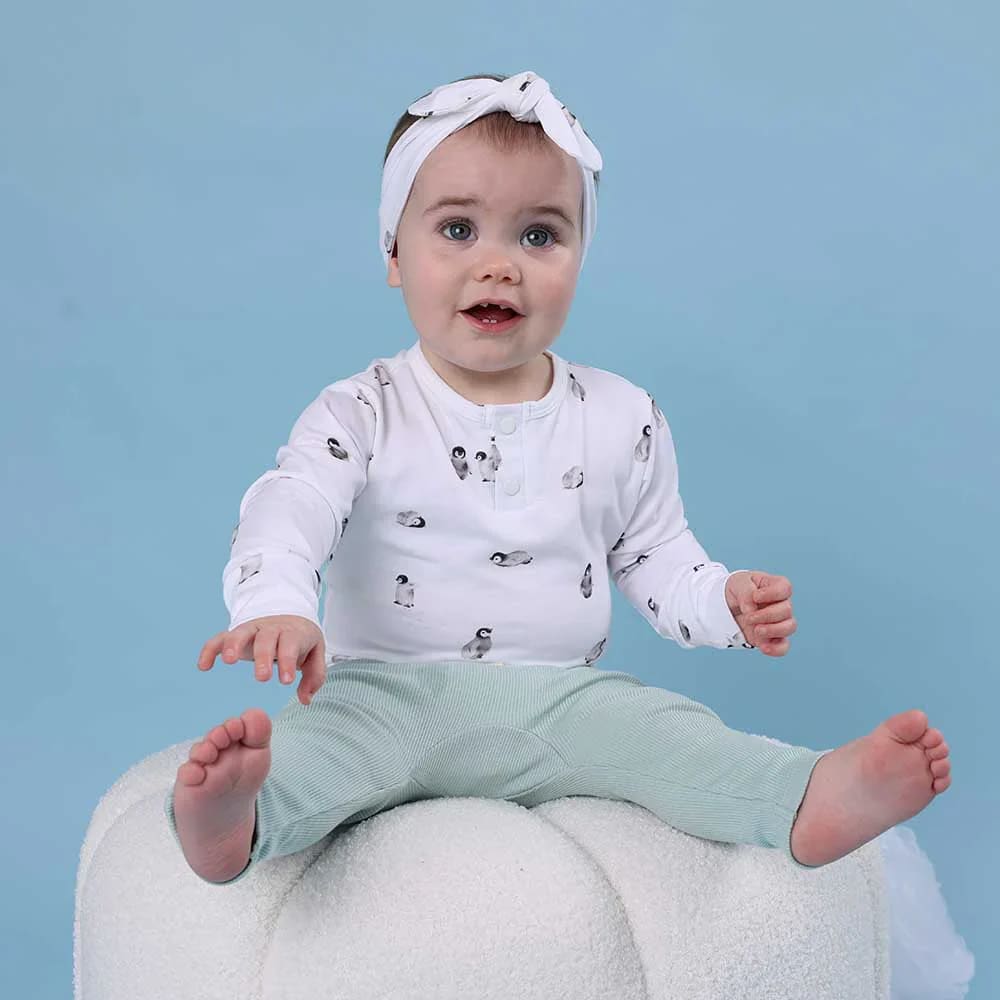 Penguin Organic Long Sleeve Bodysuit - Baby Girl Clothing