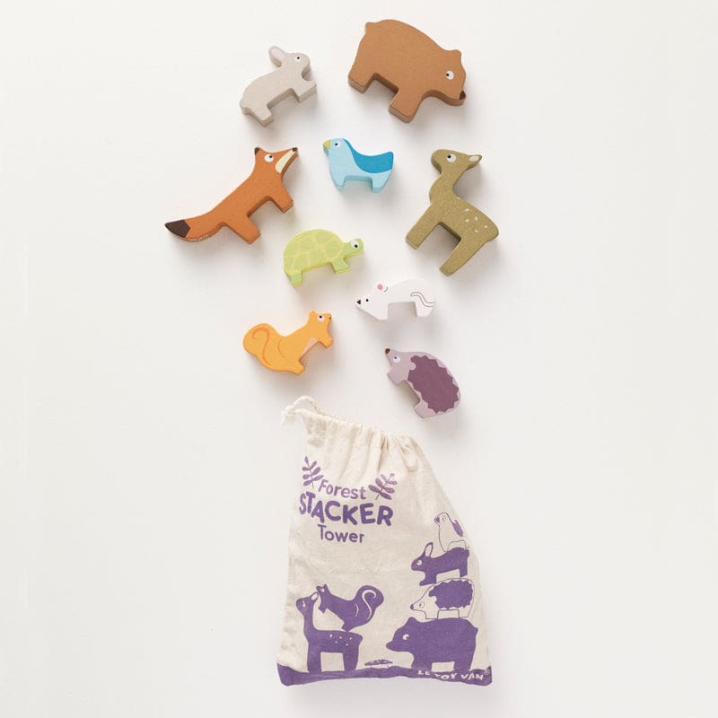 Petilou Forest Stacking Animals &amp; Bag - Wooden Toys