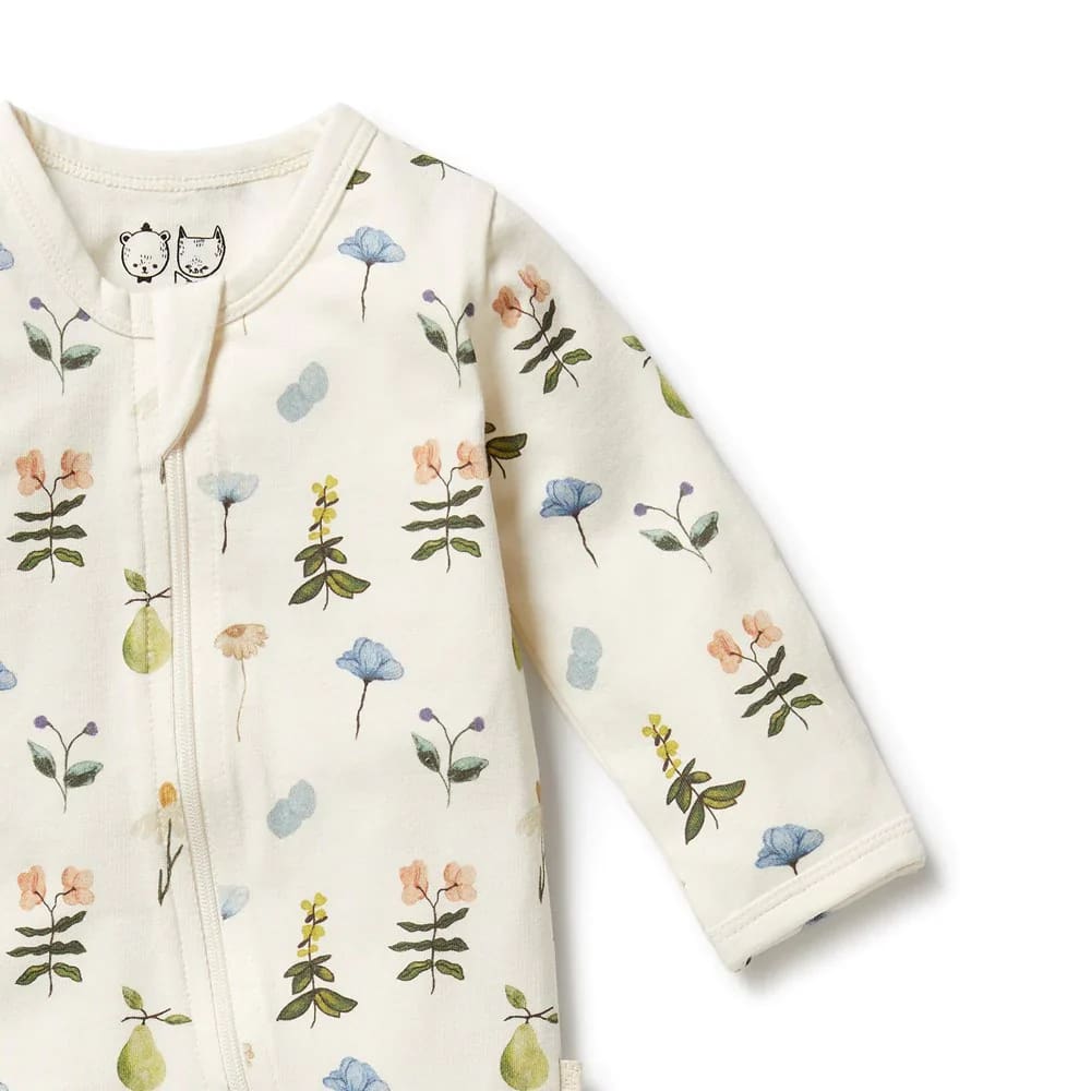 Petit Garden Organic Zipsuit with Feet - Baby Girl Clothing