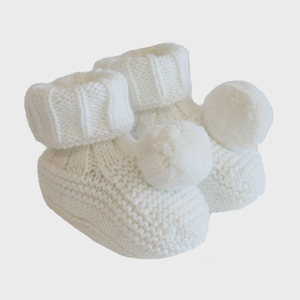 Pom Pom Baby Socks - Ivory - Booties