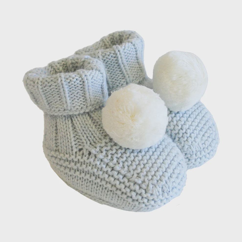 Pom Pom Baby Socks - Powder Blue - Booties