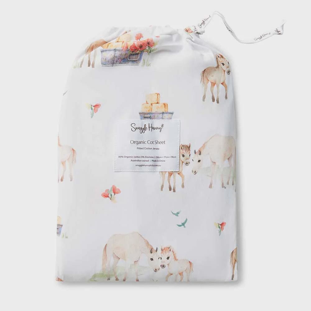 Pony Pals Organic Fitted Cot Sheet - Bassinet & Sheets